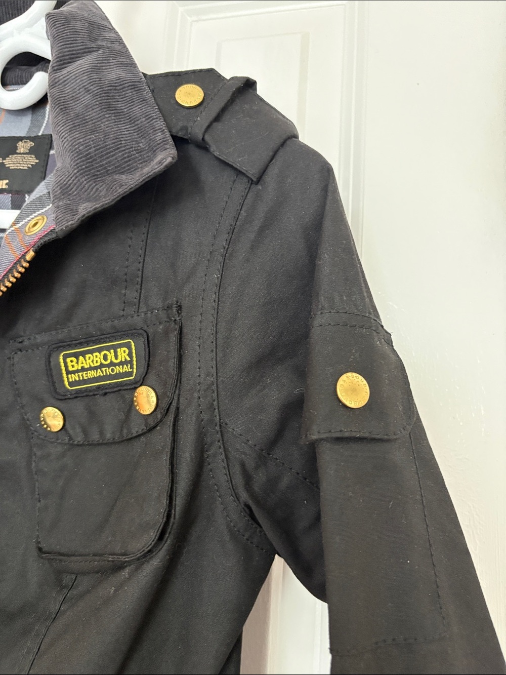 Barbour International Black Waxed Cotton Belted Field Jacket in Biker Style - Picture 11 of 16